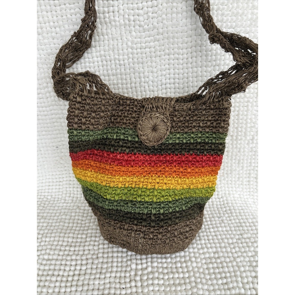 Colombian Mochila Bucket Bag Woven Shoulder Crossbody Purse Rainbow‎